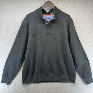 Orvis Mens Pullover Sweater 1/4 Zip Dark Gray Mock Neck Long Sleeve Extra Large